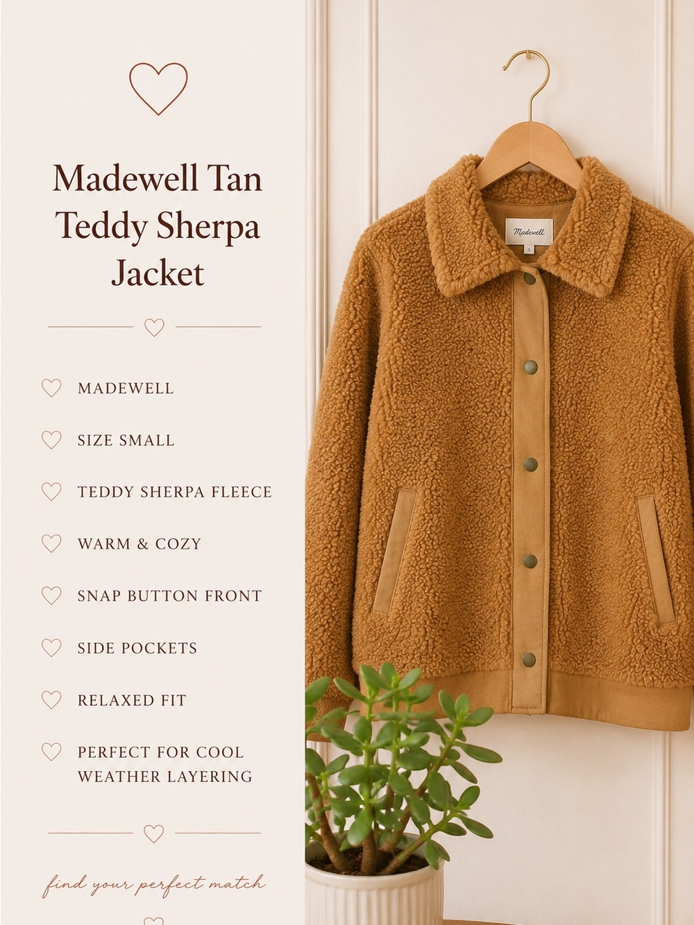 Madewell Tan Teddy Sherpa Jacket